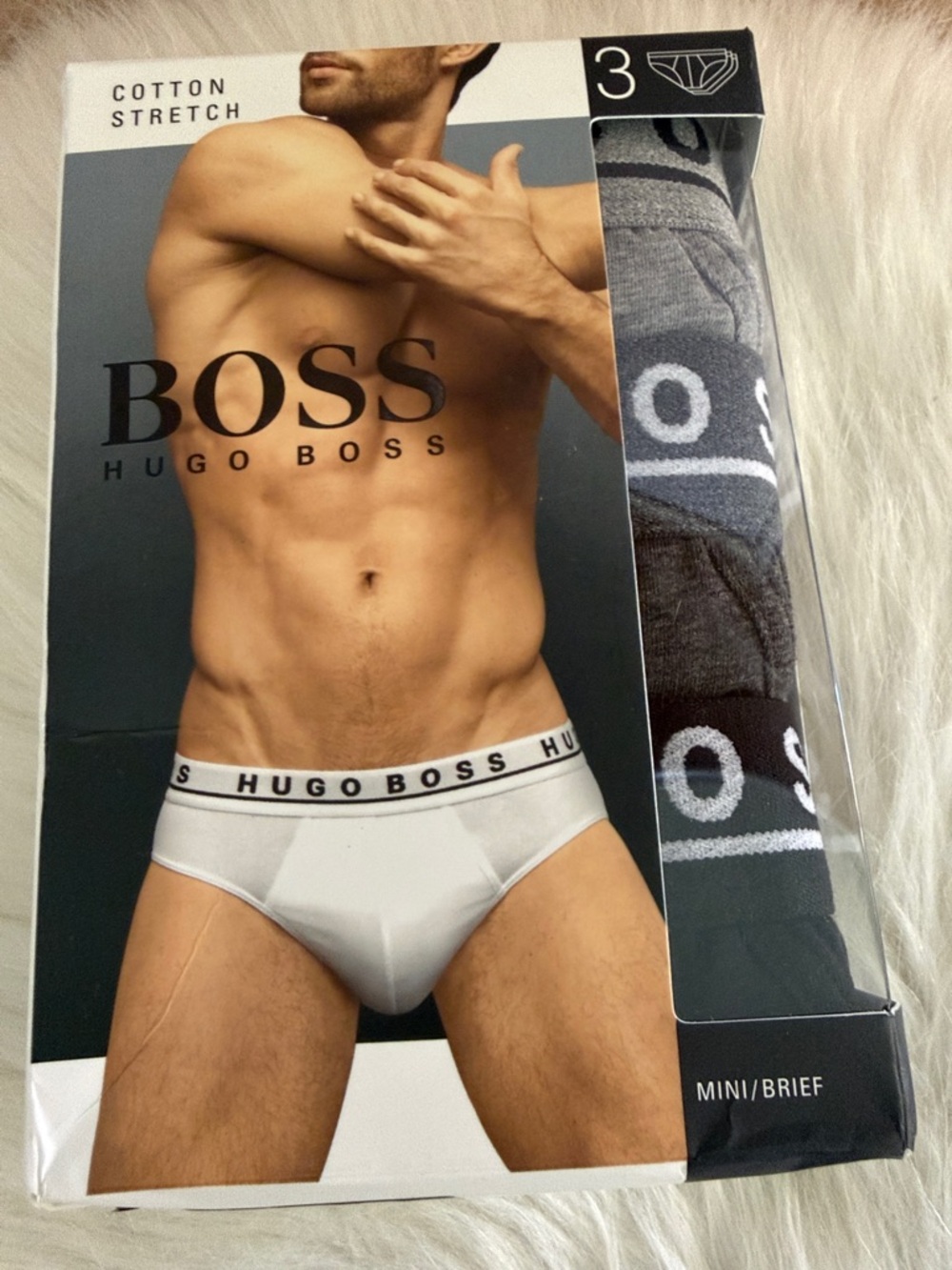 Hugo Boss Men's XL Grays/ Black Mini / Brief Branded Waistband (3-Pack)